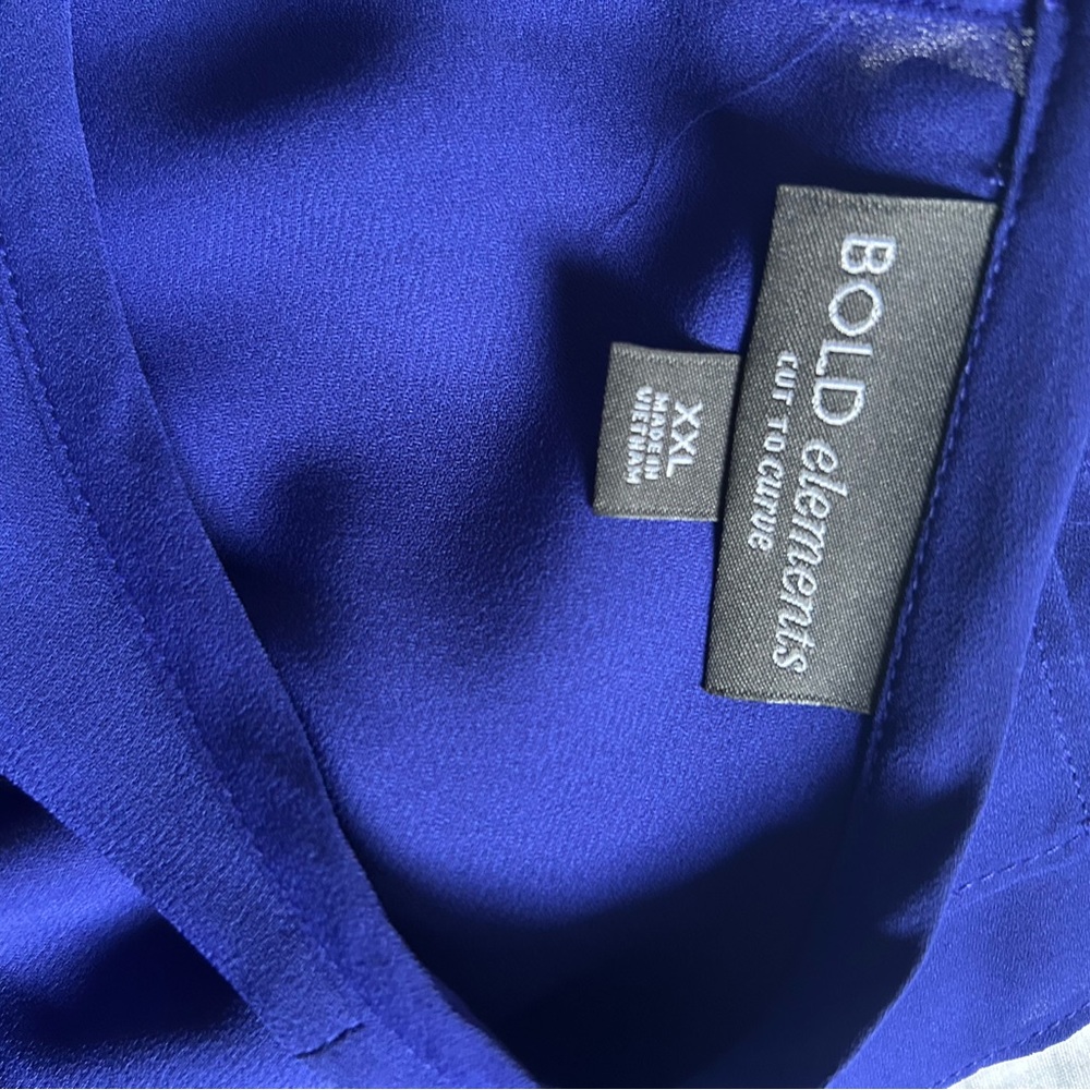 BOLD elements Blue Ruffled Flutter Sleeve Blouse - Picture 6 of 6